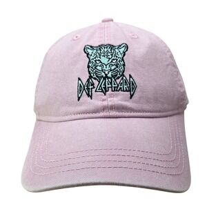 Def Leppard Pink Leopard Baseball Cap Hat Embroidered Logo Rock Band NEW